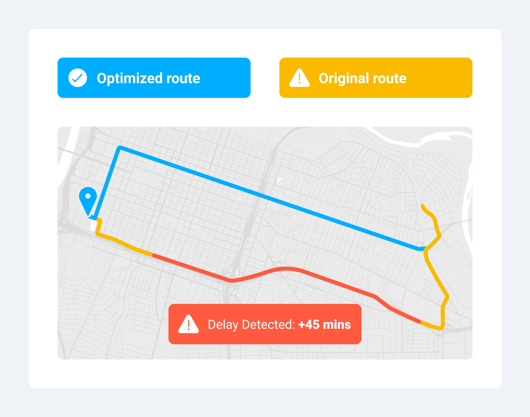 A dashboard view showing real-time traffic alerts and rerouting options.